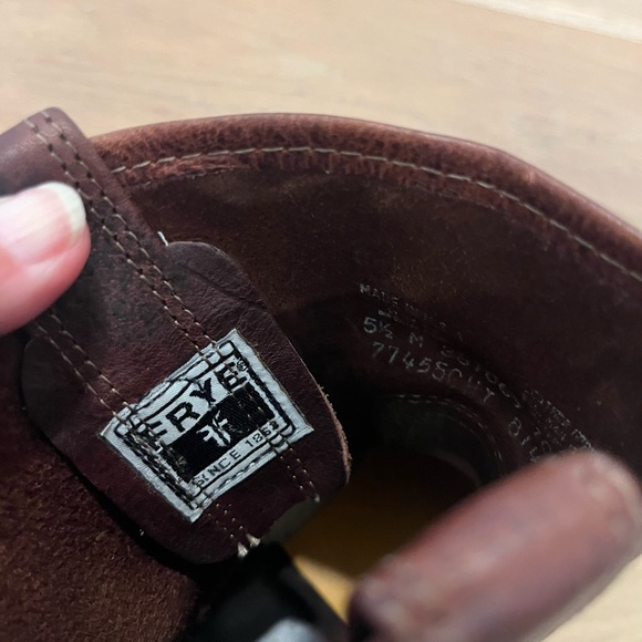 Frye Harness Western Square Toe Brown boho Cowgirl Festival Biker boots sz 5.5 - Picture 9 of 12